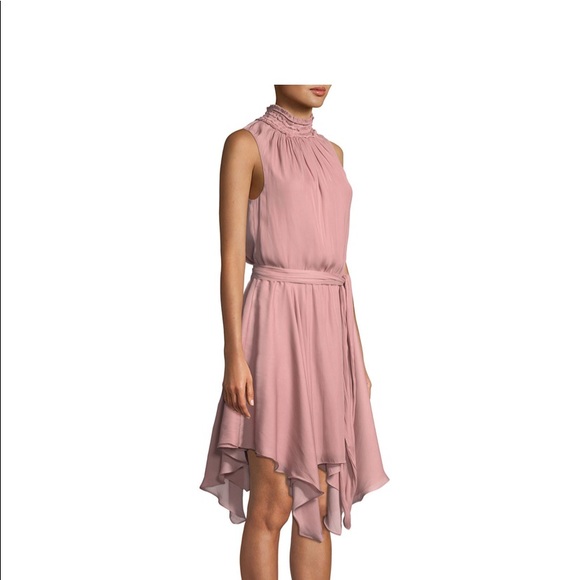 Halston Heritage high-neck smocked Ruffle Dress - Picture 2 of 6